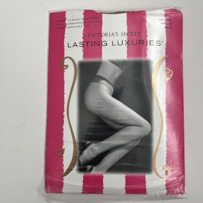 Victoria's Secret Lasting Luxuries Pantyhose Medium  Natural  Sheer To Waist