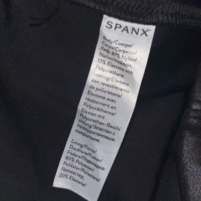 SPANX Faux Leather Shiny LEGGINGS-#2437-BLACK-Size Medium-Actual 26” Waist