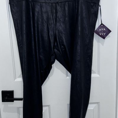 Ava & Viv Target Faux Leather Black Shiny Leggings Pants Women’s Size 3X