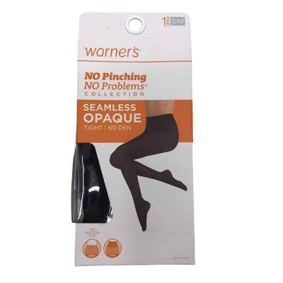 Warner's Seamless Opaque Tight Pantyhose S/M No Pinching No Problem Black 60Den