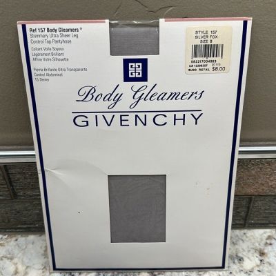 Vintage Givenchy Body Gleamers Style 157 Control Top Pantyhose Silver Fox Size B