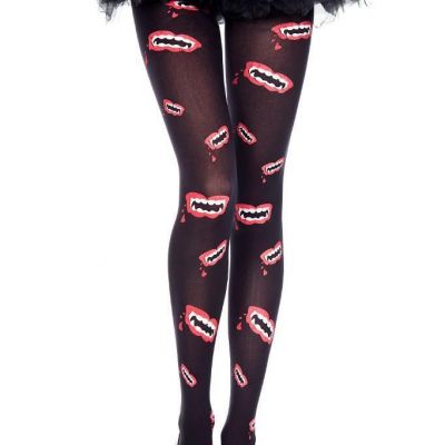 sexy MUSIC LEGS monster VAMPIRE mouth LIPS halloween STOCKINGS pantyhose TIGHTS