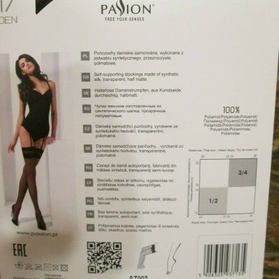 Passion ST002 Patterned Garter Stockings double welt on top 3 sizes xl black