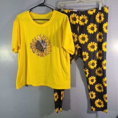 Sunflower Outfit Women's Size 3XL Unbranded Top & No Boundaries Leggings