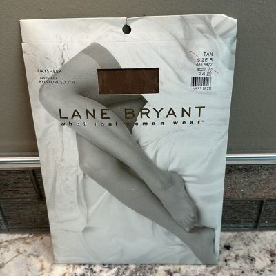 New LANE BRYANT Daysheer Sheer Invisible Reinforced Toe Pantyhose Tan Sz B