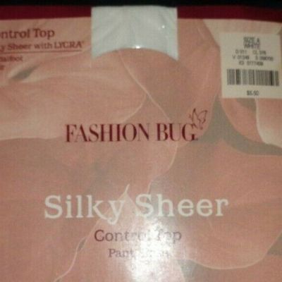 Fashion Bug Silky Sheer Control Top Pantyhose Sandalfoot Size A WHITE NEW