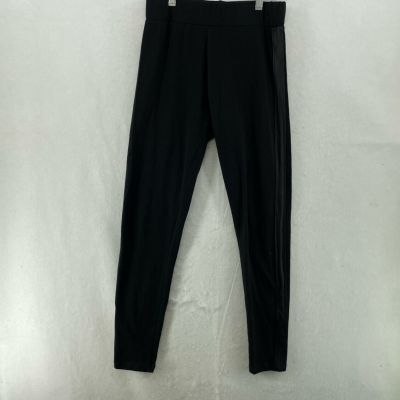 Style&Co. Leggings Womens Sz XS Black Faux Leather Stripe Mid-Rise Elastic Waist