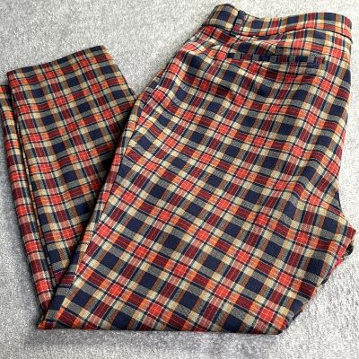 Express Women's Red Plaid Ankle Leggings - Size 14P, Skinny Fit, Mid Rise
