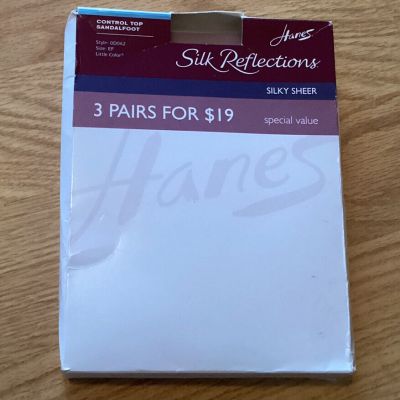 Hanes Silk Reflections Silky Sheer Control Top Pantyhose Size EF 3 Pack New