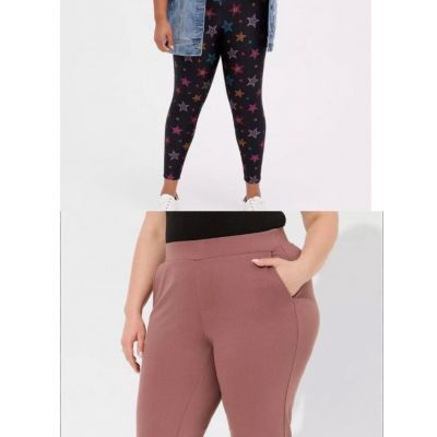 Torrid Leggings Women's Size 3X Iridescent Star Print Pull On Lot Of 2