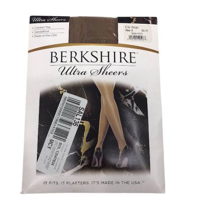 Berkshire Ultra Sheer Control Top Pantyhose 3 Sandalfoot Sheer Leg City Beige