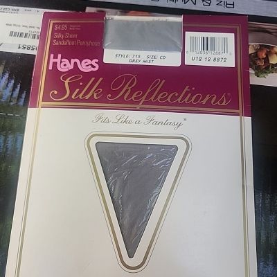 Hanes Silk Reflections Silky Sheer Control Top Size CD Grey Mist