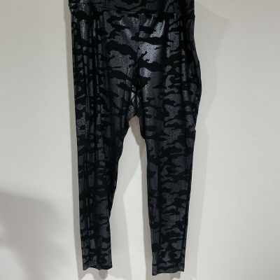 Womans Torrid Waist Point Cargo Leggings Black Blue Shiny Size 2