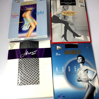 Vintage Talbots Oroblu Hanes Black Grey Pantyhose Sizes AB B M Sheer Opaque Net
