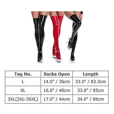 FYMNSI Women's Latex Glossy Wet-Look Sexy Thigh High Stockings/Gloves Black-S...