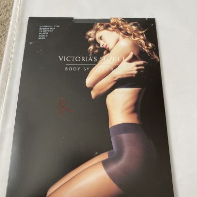 NIP Victoria's Secret Body By Victoria Size B Black Control Top Sheer Toe New