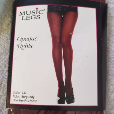 Music Legs 747 Opaque Nylon Tights, Fits Most