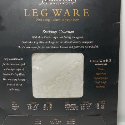 Frederick's Of Hollywood Leg Ware WHITE Large Lacetop Stocking New Open Box
