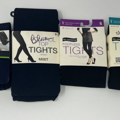 Lot Of 4 Opaque Women's Tights 2 No nonsense BLACK 1 George & 1 Mixit Navy blue