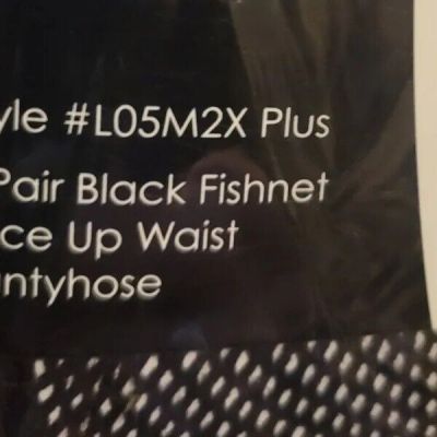 NIP Plus Size 1X/2X Black Fishnets Criss Cross Waist Hosiery Tights Sexy