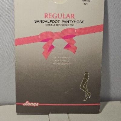 Longs Regular Sandalfoot Pantyhose Invisible Reinforced Toe Petite White Open