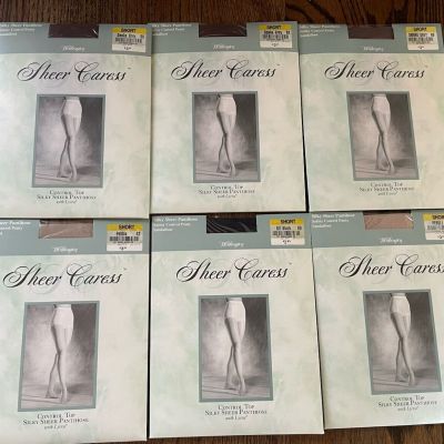 Lot 6 Worthington Sheer Caress Pantyhose Panty Short Pebble Black Smoke Grey