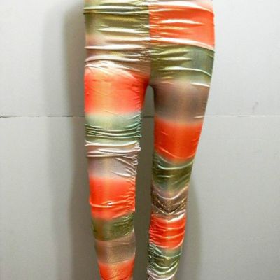 Fashion Leggings Small Medium S M Metallic Shiny Tie Dye Scrunched NEW