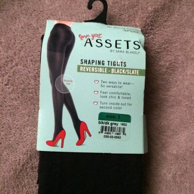 Spanx size 3 Reversible Black/Dark Grey Shaping Tights  Style 1602 NWT