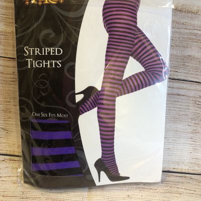 Wide Striped Purple  / Black Thigh Highs -New in Package