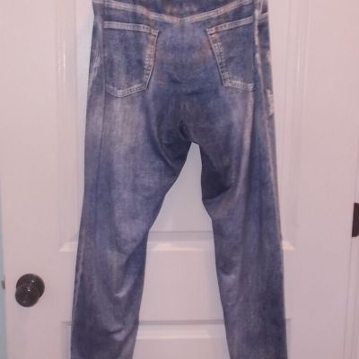 SHEIN Curve Women's Size 4XL Faux Blue Jeans Print Leggings
