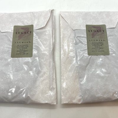 Lot of 2 LEGACY Legwear Silky Sheer Control Top Pantyhose Size “C” Navy