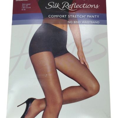 VTG Hanes Silk Reflections Control Top Pantyhose Sandalfoot Brown Size AB
