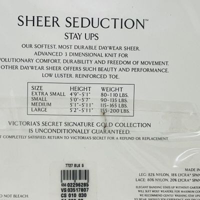 Victoria’s Secret Signature Gold Collection Sheer Seduction Stay Ups Black SMALL