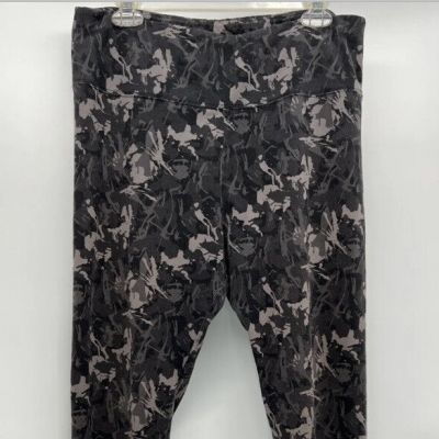 Soft Surroundings Gray Black Abstract Camo Workout Yoga Active Leggings Womens L