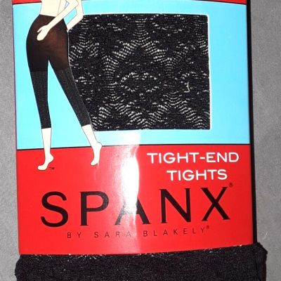 Spanx NWT black footless patterned body-shaping Tight-End tights size E