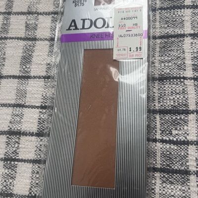 Vintage Adolfo Knee Hi's Sandalfoot Beige Sheer Hi 100perc Nylon USA 8.5-11