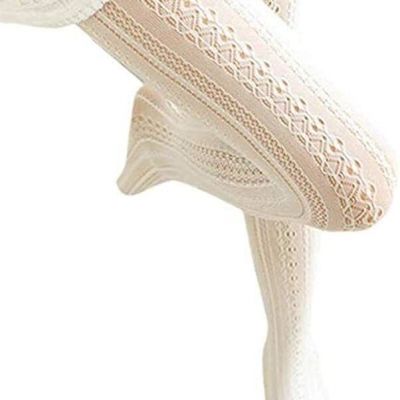SurBepo Women Fishnet Hollow Out Knitted Patterned Stockings Tights Vertical Str