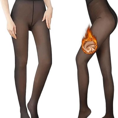 220g More Warmth Black Tights for Women Fleece Lined Tights High Waist Sexy L/XL