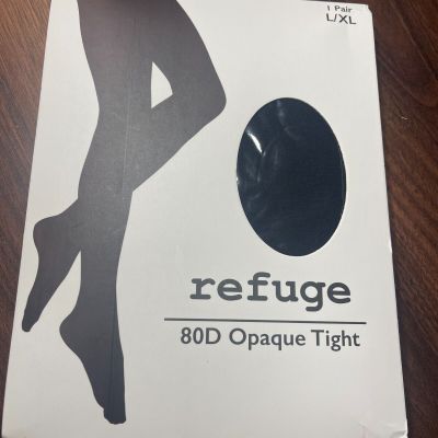 Refuge 80D Open Gusset Opaque Tights | Black Gloss L/XL