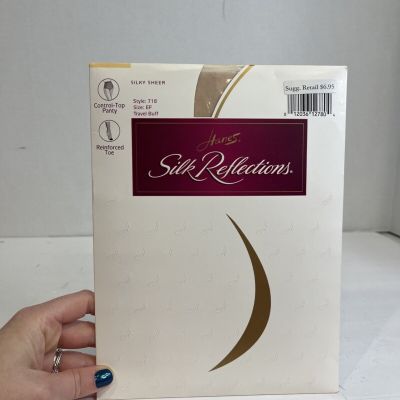 Vintage Hanes Silk Reflections Pantyhose Control Top Sz EF travel buff