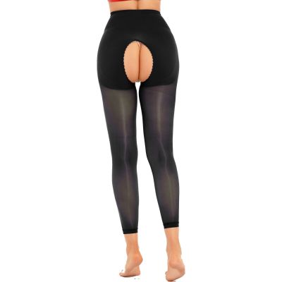 US Women Stocking Pantyhose Hollow Out Sexy Shiny Sheer Control Top Tights Silk