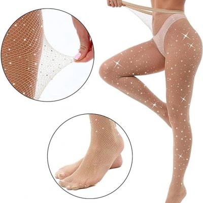 Women'S Fishing Net Top Thigh Stockings Adorable Semi Sheer Shimmery Skin Color