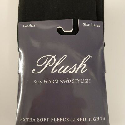 Plush Women's Fleece Lined Tights BLACK Large height 5'5