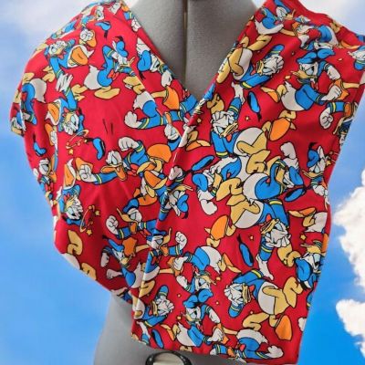 New LuLaRoe Disney Leggings Red Donald Duck Pattern Size TC