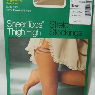 JC Penney Sheer Toes Thigh Highs size Short Misty Beige color stockings