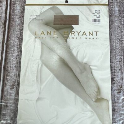 LANE BRYANT Nylon Pantyhose Daysheer Invisible Reinforced Toe Beige Plus Size B