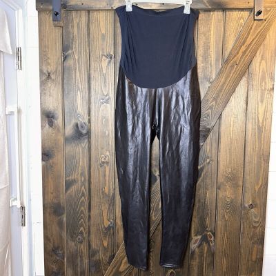 NWOT SPANX Mama Faux Leather Leggings Maternity Plus Size 3X Black