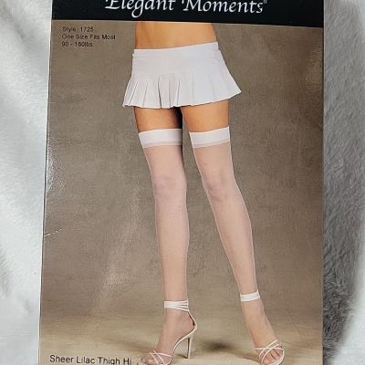 Elegant Moments Sheer Lilac Purple Thigh Hi Stockings Style 1725 One Size OSFM