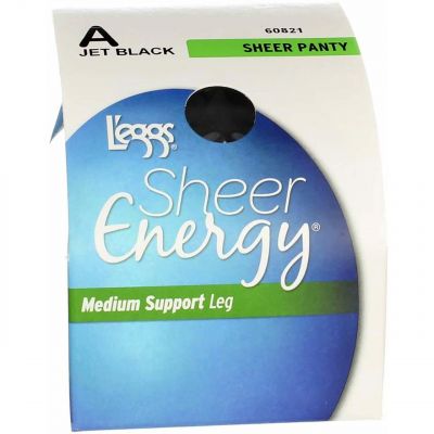 L'eggs Women's Sheer Energy Toe Pantyhose, Jet Black, A, 1-Pack