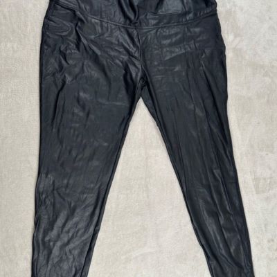 Time And Tru Womens Black Pleather Leggings Size 3XL